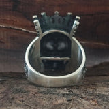 Gothic Snake Entwined Crown Skull Sterling Silver Ring