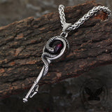 Gothic Snake Wrap Key Stainless Steel Gemstone Pendant 02 | Gthic.com