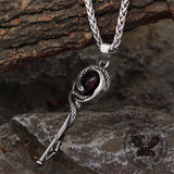 Gothic Snake Wrap Key Stainless Steel Gemstone Pendant 03 | Gthic.com