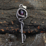 Gothic Snake Wrap Key Stainless Steel Gemstone Pendant