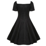 Gothic Solid Color Patchwork Lace Up Dress | Gthic.com