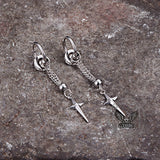 Gothic Star Tassel Chain Stainless Steel Drop Earrings