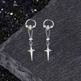Gothic Star Tassel Chain Stainless Steel Drop Earrings | Gthic.com