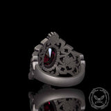 Gothic Sunflower Pattern Gemstone Sterling Silver Ring