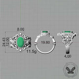 Gothic Sunflower Pattern Gemstone Sterling Silver Ring