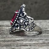 Gothic Sunflower Pattern Gemstone Sterling Silver Ring