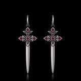 Gothic Sword Gem Sterling Silver Earrings