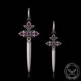 Gothic Sword Gem Sterling Silver Earrings