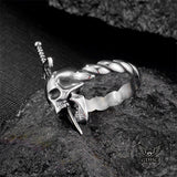 Gothic Sword Skull Stainless Steel Twist Ring | Gthic.com