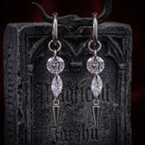 Gothic Teardrop Zircon Spikes Stainless Steel Earrings