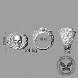 Gothic Tentacle Skull Head Sterling Silver Ring