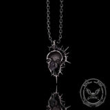 Gothic Thorn Broken Skull Sterling Silver Pendant