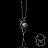 Gothic Thorn Broken Skull Sterling Silver Pendant