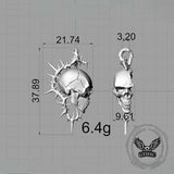Gothic Thorn Broken Skull Sterling Silver Pendant