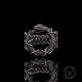 Gothic Thorn Gem Ouroboros Sterling Silver Ring