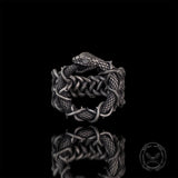 Gothic Thorn Gem Ouroboros Sterling Silver Ring | Gthic.com