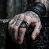 Gothic Thorn Gem Ouroboros Sterling Silver Ring | Gthic.com