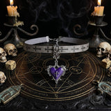 Gothic Thorned Heart Cross PU Leather Choker Necklace | Gthic.com