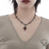 Gothic Thorns Four-Pointed Star Alloy Necklace | Gthic.com