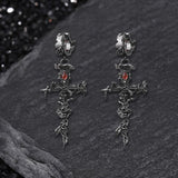 Gothic Thorns Rose Nails Cross Copper Stud Earrings | Gthic.com