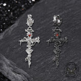 Gothic Thorns Rose Nails Cross Copper Stud Earrings | Gthic.com