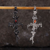 Gothic Thorns Rose Nails Cross Copper Stud Earrings