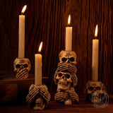 Gothic Three No Halloween Skull Resin Candle Holder | Gthic.com