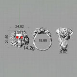 Gothic Vine Rose Skull Gem Sterling Silver Ring