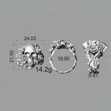 Gothic Vine Rose Skull Gem Sterling Silver Ring