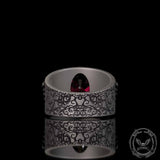 Gothic Winged Gem Vine Pattern Sterling Silver Ring