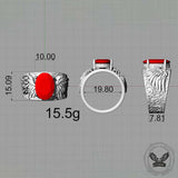 Gothic Winged Gem Vine Pattern Sterling Silver Ring