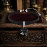 Gothic Wooden Rose Flower Design Alloy Choker Necklace | Gthic.com
