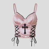 Gothic Y2K Strappy Cross Pattern Slim-Fit Corset | Gthic.com
