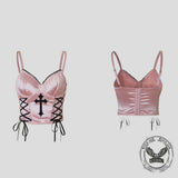 Gothic Y2K Strappy Cross Pattern Slim-Fit Camisole