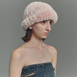 Gradient Color Faux Fur Knit Beanie Hat | Gthic.com