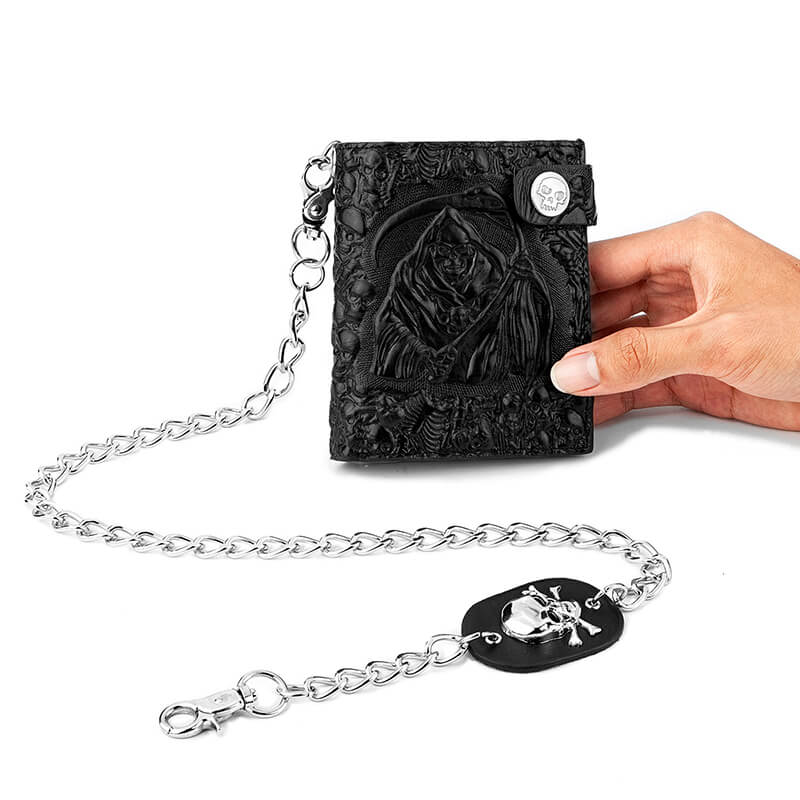 Evil Mask Pendant Necklace with Chain Titanium Steel Wallet