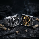 Grim Reaper Stainless Steel Gothic Skull Ring | Gthic.com