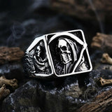 Grim Reaper Stainless Steel Gothic Skull Ring | Gthic.com