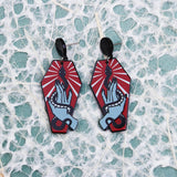 Pendientes colgantes de acrílico de ataúd de Halloween