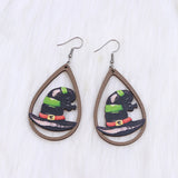Halloween Element Drip Wood Dangle Earrings