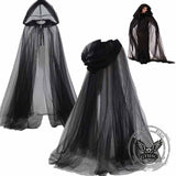 Halloween Witch Cosplay Mesh Long Hooded Cloak 03 | Gthic.com