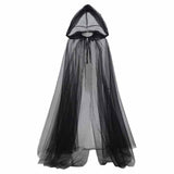 Halloween Witch Cosplay Mesh Long Hooded Cloak
