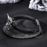 Hannya Oni Stainless Steel Leather Bracelet