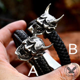 Hannya Oni Stainless Steel Leather Bracelet