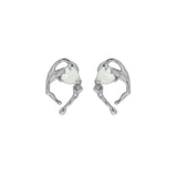 Heart-shaped Opal Irregular Design Sterling Silver Earrings | Gthic.com