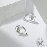 Heart-shaped Opal Irregular Design Sterling Silver Earrings | Gthic.com