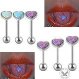 Heart-shaped Opal Stainless Steel Tongue Ring