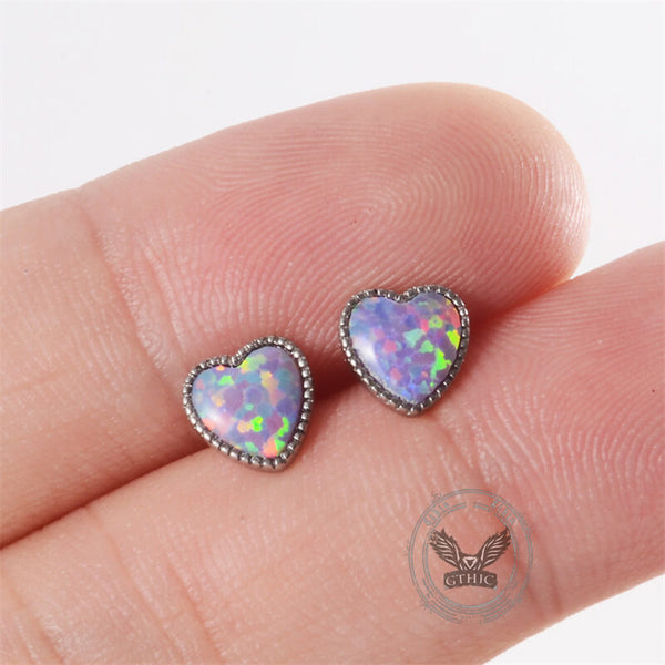 Heart-shaped Opal Stainless Steel Tongue Ring