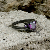 Heart-shaped Purple Zircon Brass Engagement Ring