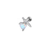 Heart-Shaped Wings Stainless Steel Piercing Earrings | Gthic.com